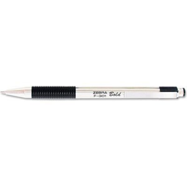 Zebra Pen Zebra F-301 Ballpoint Retractable Pen, Black Ink, Bold, Dozen 27310